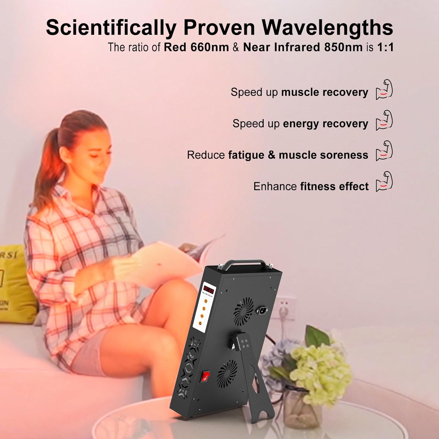 BONTANNY Red Light Therapy Device for Face/Body, Red Near Infrared 660nm 850nm with Timer 60 Clinical Grade LEDs High Power Panel lamp for Skin Pain Relief Anti-Aging Improve Sleep(100W)