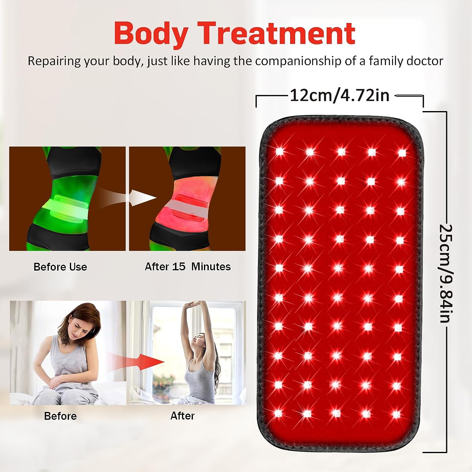Red Light Therapy Belt, Infrared Light Therapy for Body Wearable Wrap with Timer for Back Shoulder Waist Muscle Pain Relief, Reduce Inflammation and Joint Pain, Infrared Light Therapy for Pain