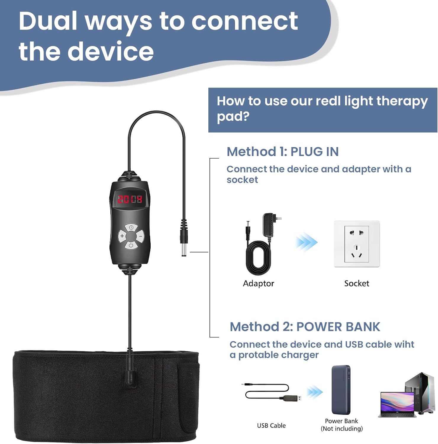 Red Light Therapy Belt - Near Infrared Light Therapy Red Light Therapy for Body, Relaxing Muscle, Inflammation, Improve Circulation - Infrared Therapy
