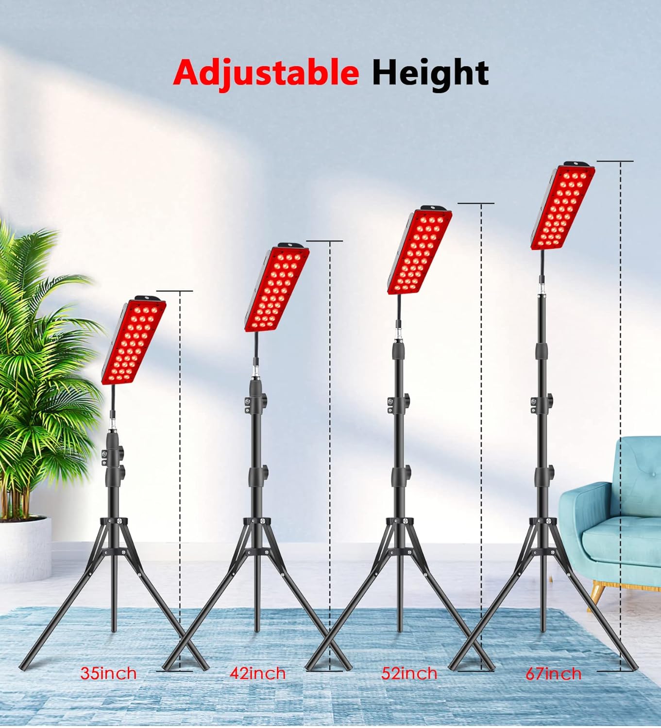 Red Light Therapy Lamp, Infrared Light Therapy with Stand - 660nm Redlight and 850nm Near Infrared Light Device for Body Pain Relief Skin Care